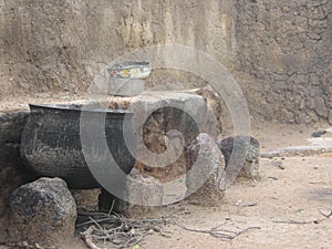 Cooking pot outside house in Burkina Faso
