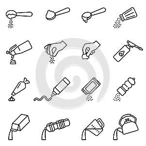 Cooking and preparation instructions icons set. Thin line style stock vector.