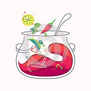 Cooking process creative illustration