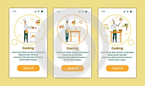 Cooking Process Mobile App Page Onboard Screen Set