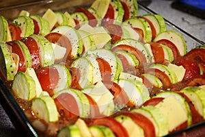 Cooking Ratatouille of vegetables. The Mediterranean cuisine.