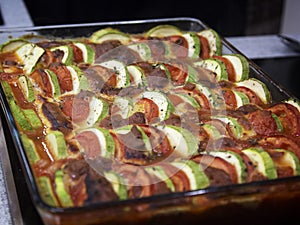 Cooking Ratatouille of vegetables. The Mediterranean cuisine