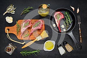 Cooking Raw Meat with Seasoning and Spices
