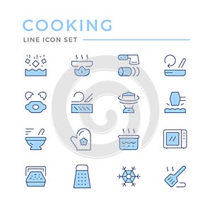 Cooking related set color line icons