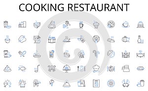 Cooking restaurant line icons collection. Central, Hub, Main, Administration, HQ, Principal, Center vector and linear