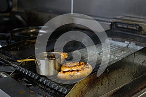 Cooking in restaurante, kitchen clean and harmony photo