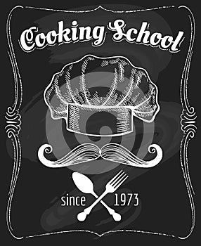 Cooking school blackboard poster