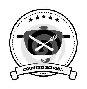 Cooking School Emblem Pretty Vector Illustration