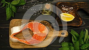 Cooking seafood with fresh herbs and olive oil