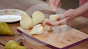 Cooking secrets - extracting the core of a pear or apple with a knife.