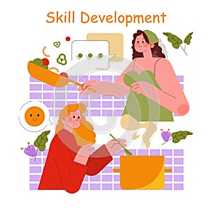 Cooking Skill Development Vector Illustration