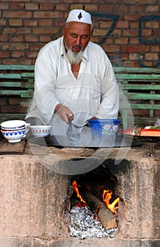 Cooking soup in Kashgar