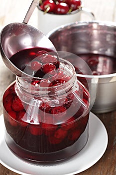 Cooking sour cherry jam