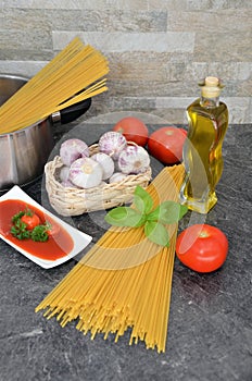 Cooking spagetti kitchen scenery