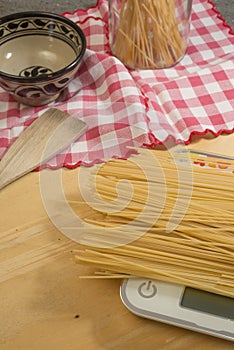Cooking Spaghetti on table