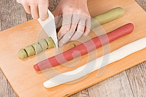 The cooking step of making Japanese Dango dessert photo