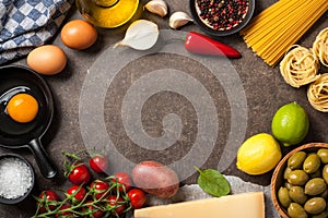 Cooking table with ingredients