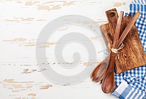 Cooking table with utensils