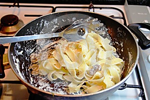 Cooking Tagliatelle Pasta