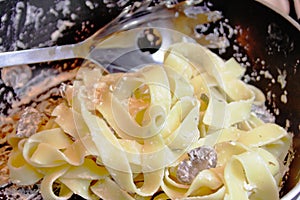 Cooking Tagliatelle Pasta photo