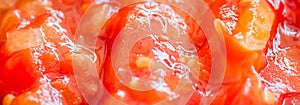 Cooking tomato sauce, closeup steamed vegetables for cook book or food blog background