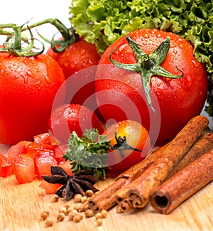 Cooking Tomatoes Represents Cinnamon Stick And Cinamon