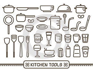 Cooking tools icons set