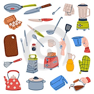 Cooking Tools and Kitchenware for Culinary Vector Set