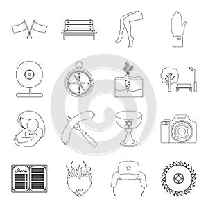 Cooking, travel, medicine and other web icon in outline style.love, tradition, rest icons in set collection.