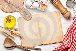 Cooking utensils, ingredients and cookbook