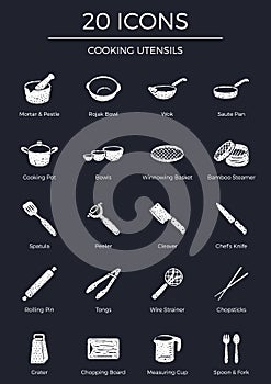 20 Cooking Utesils Icon Set