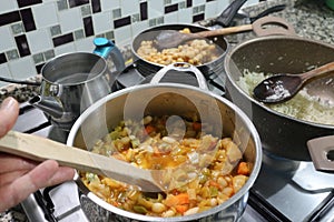 Cooking vegetable dish. Vegan cooking concept