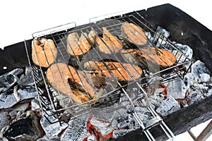 Cooking Wild Coho Salmon Fillets on grill