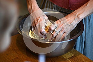 Cooking women hands in process