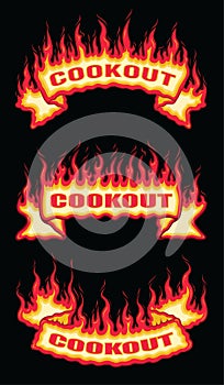 Cookout Fire Flame Scroll Banners photo