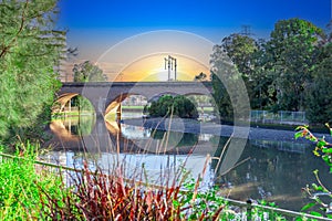 Cooks river in Canterbury Sydney NSW Australia on a beautiful Spring afternoon magical colours