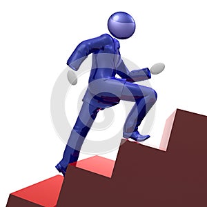 Cool 3d businessman icon climbing the stairs