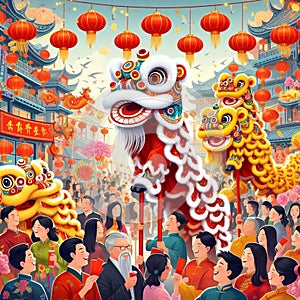 Cool and aesthetic 2024 Chinese New Year illustration