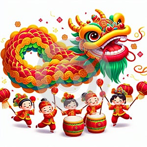 Cool and aesthetic 2024 Chinese New Year illustration