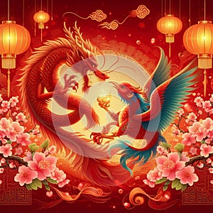 Cool and aesthetic 2024 Chinese New Year illustration