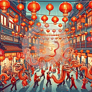 Cool and aesthetic 2024 Chinese New Year illustration