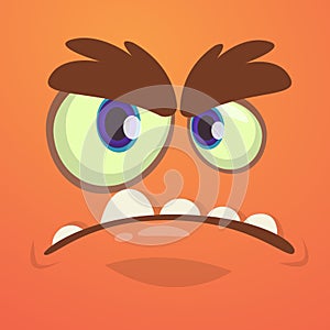 Cool angry cartoon monster face. Vector Halloween red monster avatar.