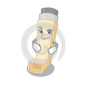 Cool asthma inhaler mascot character with Smirking face