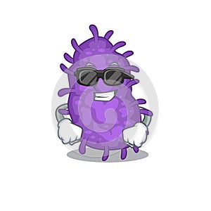 Cool bacteria bacilli cartoon character wearing expensive black glasses