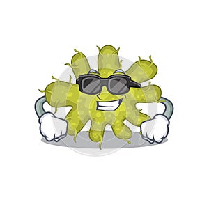 Cool bacterium cartoon character wearing expensive black glasses photo