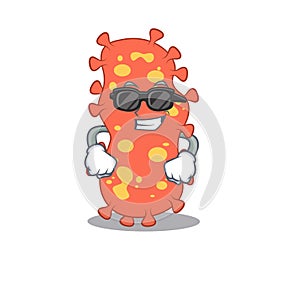Cool bacteroides cartoon character wearing expensive black glasses photo