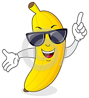 Cool Banana Character with Sunglasses