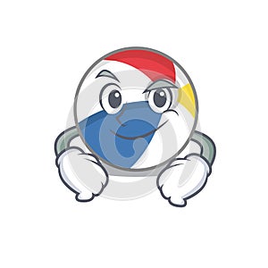 Cool beach ball mascot character with Smirking face