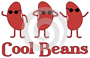 Cool Beans Funny Kidney Bean People Wearing Sunglasses Illustration with Clipping Path Isolated on White