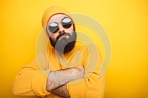 Cool bearded man in sunglasses